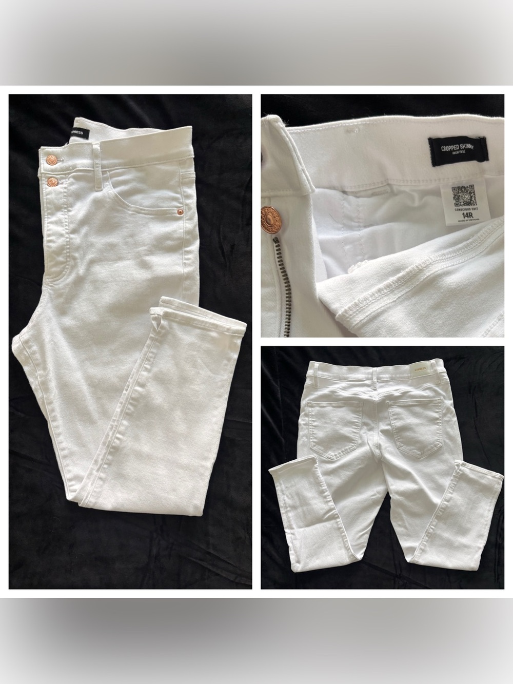 Express High Rise White Cropped Skinny Jeans